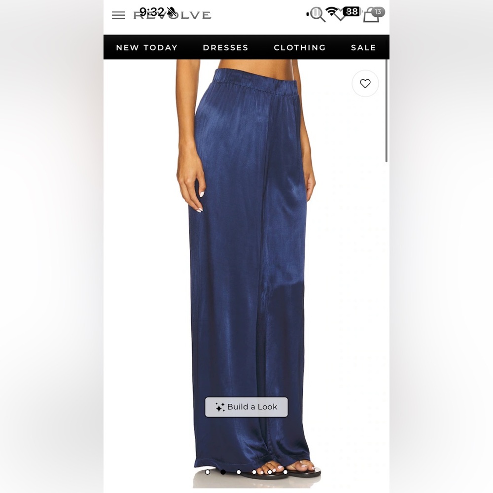 LA made Navy Wide-Leg Satin Joggers